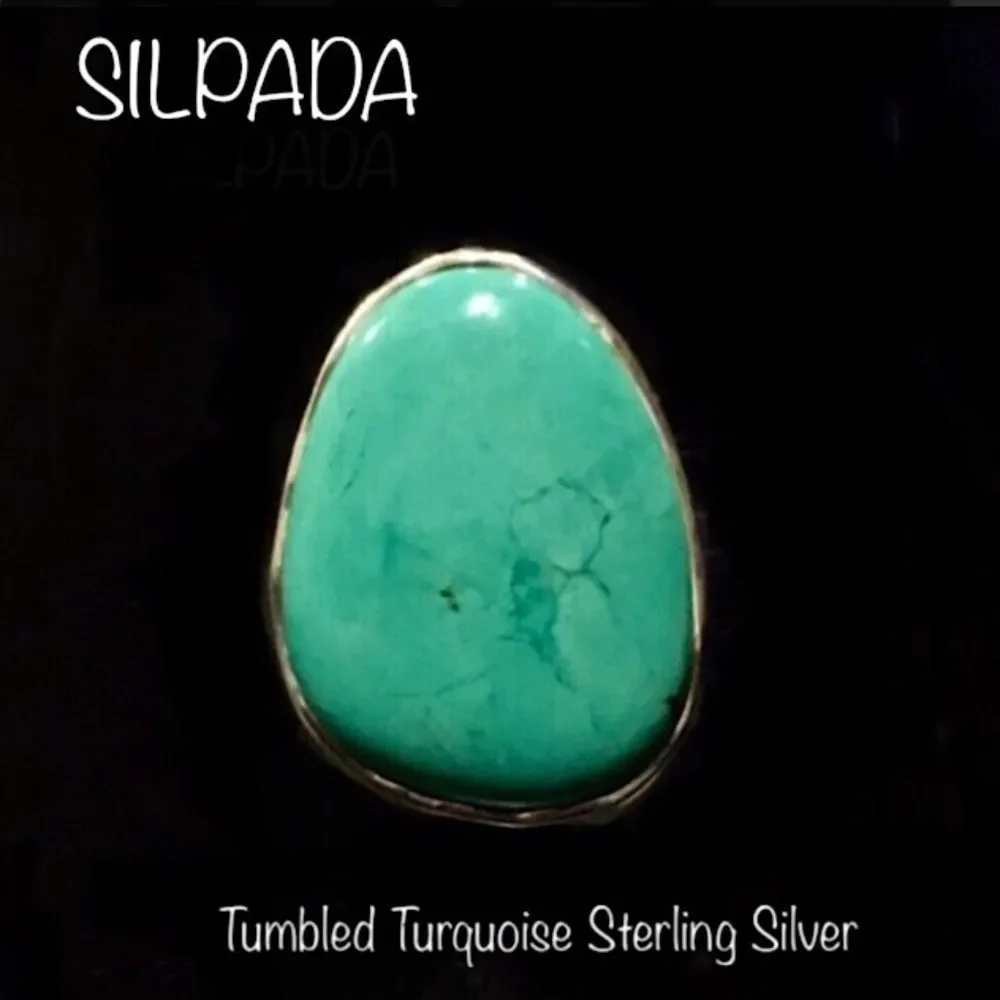 SILPADA Tumbled Turquoise Statement Ring Sz 8